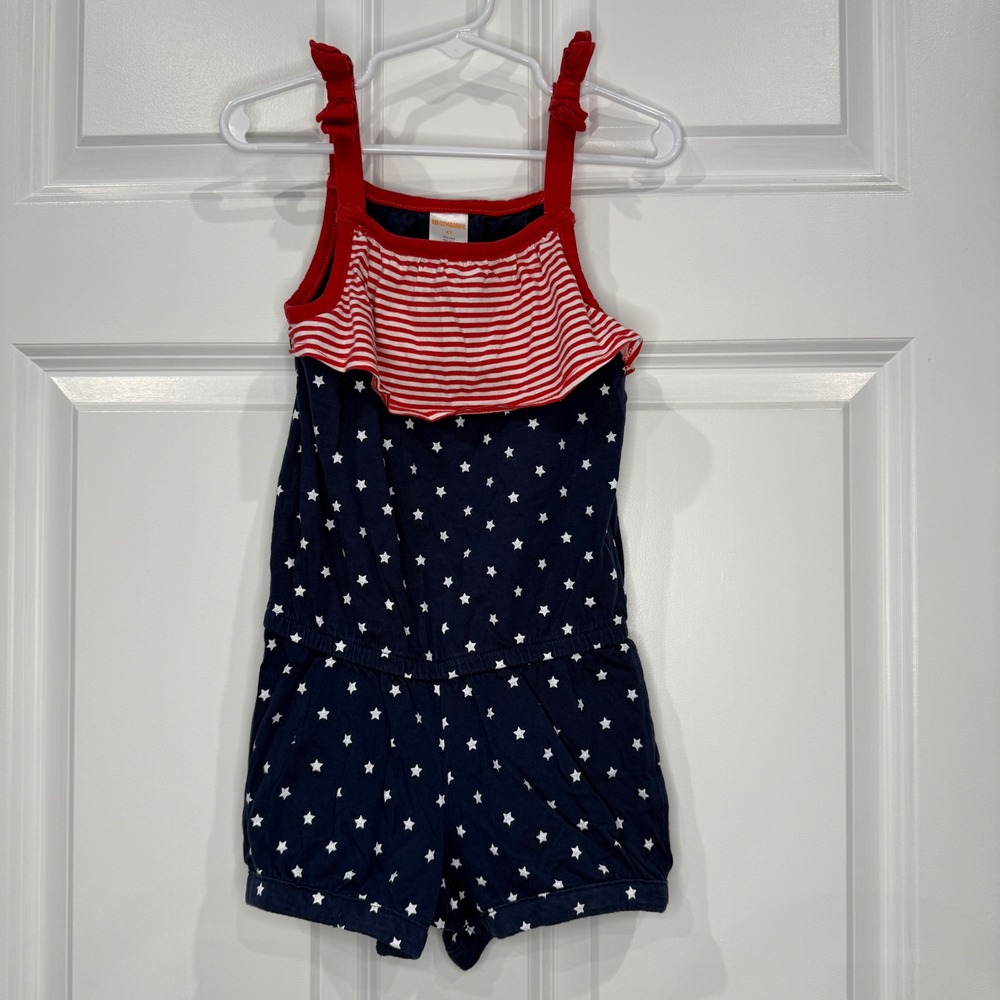 Gymboree Girls Patriotic Stars and Stripes Ruffle Romper Size‎ 4T